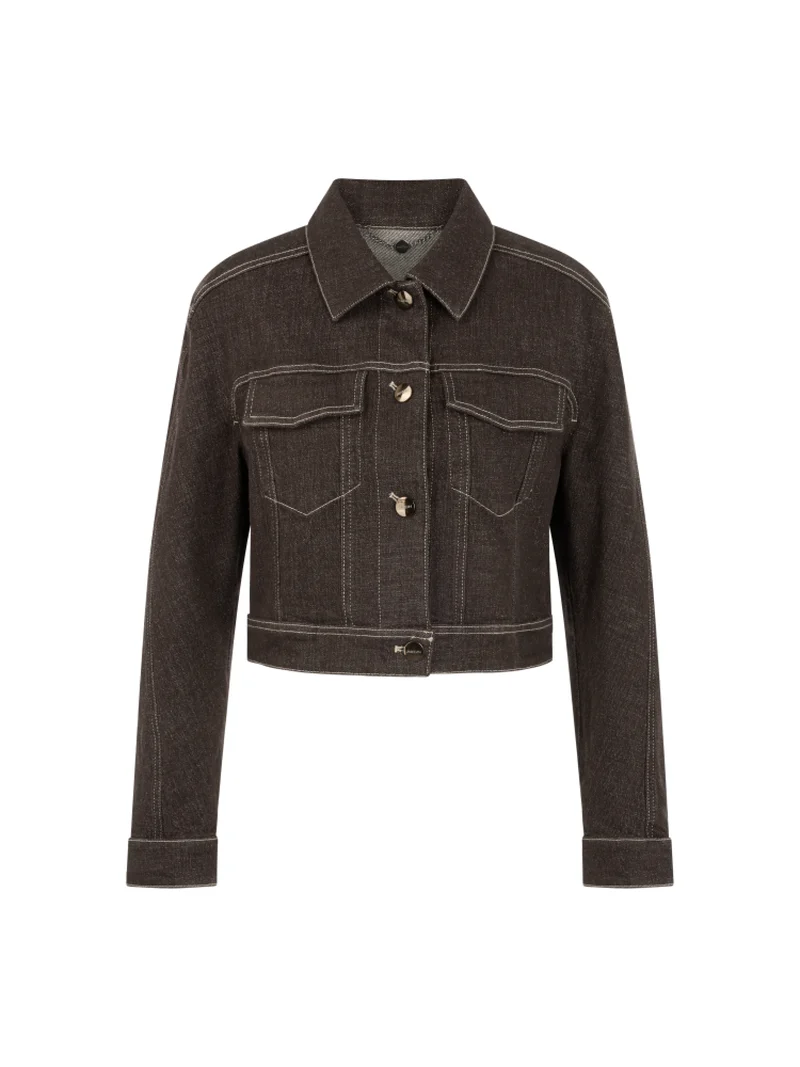 Kurze Jeansjacke mit Lurexgarn