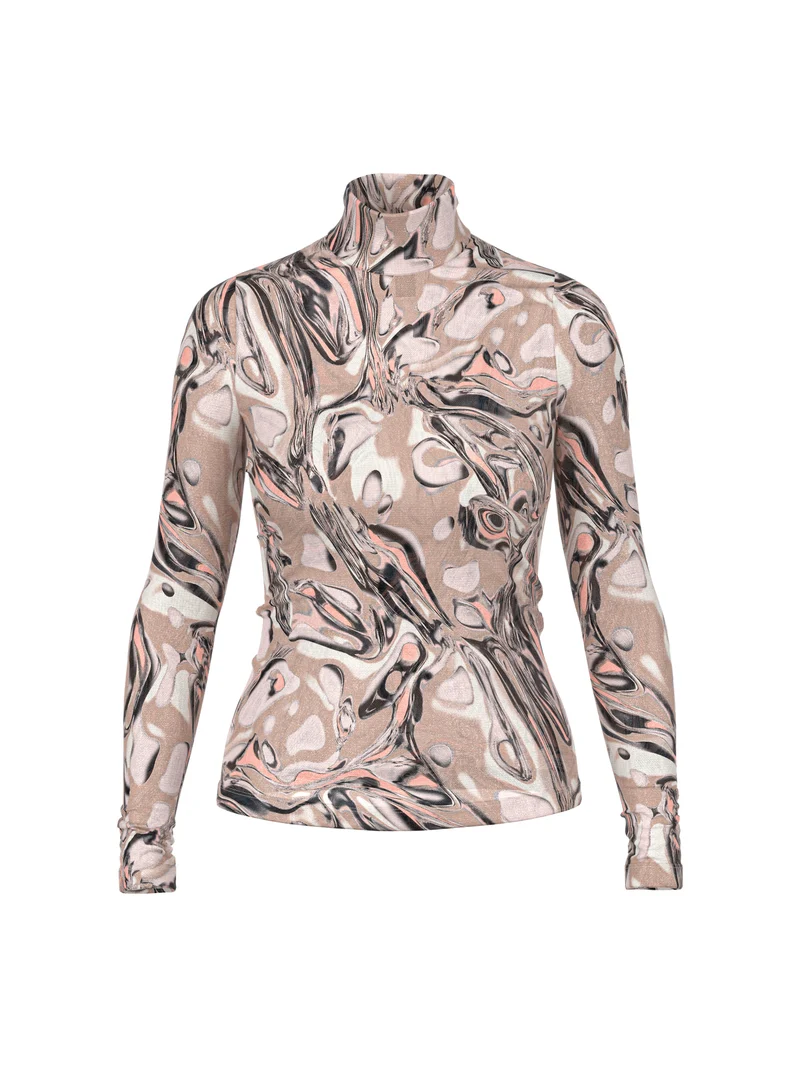 Superstretch-Shirt mit Magma-Print