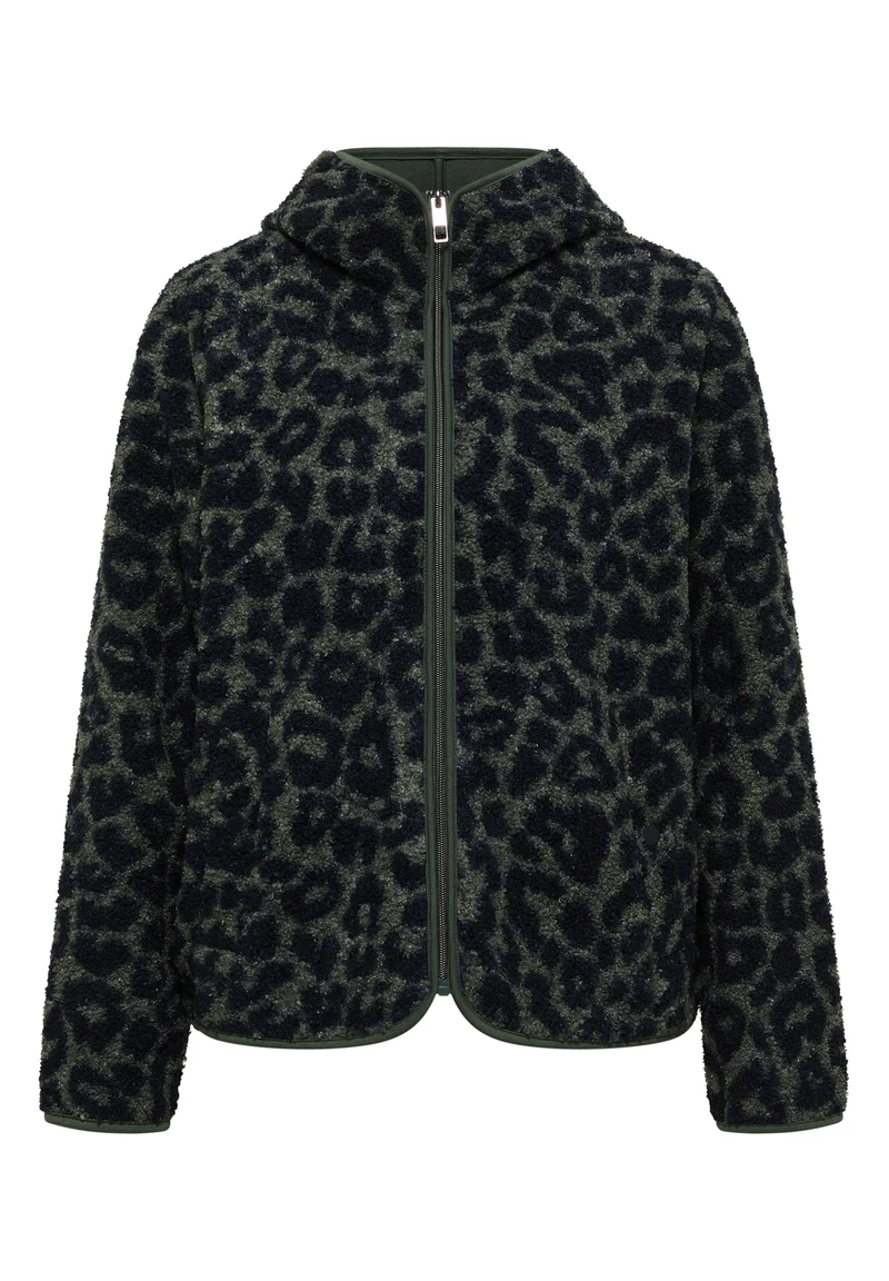 Teddy-Jacke mit Kapuze und Leo-Muster