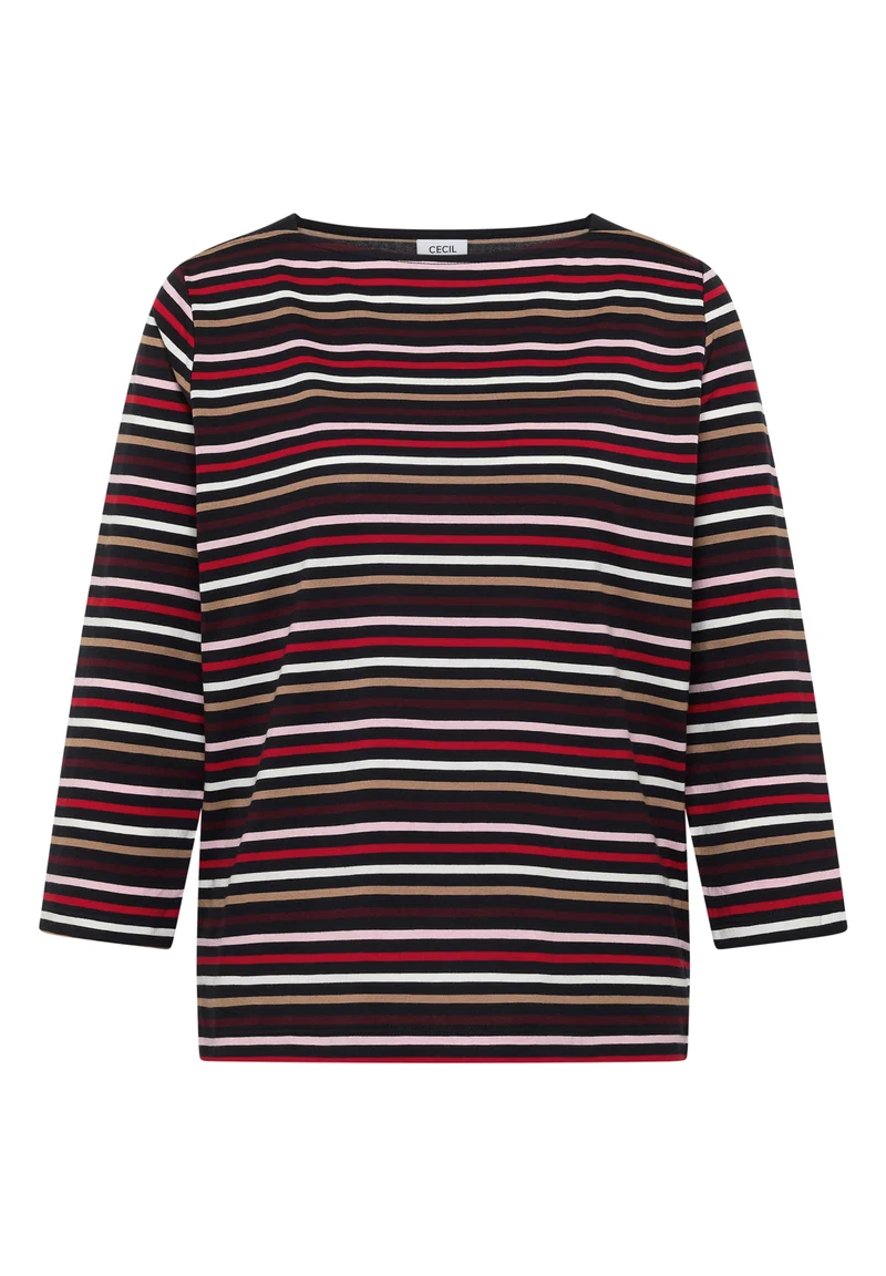 3/4-Arm Shirt mit Boat Neck und Streifen