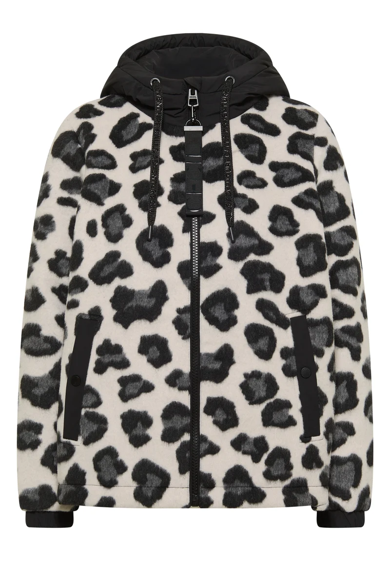 Jacke mit Wollanteil und Leo-Muster