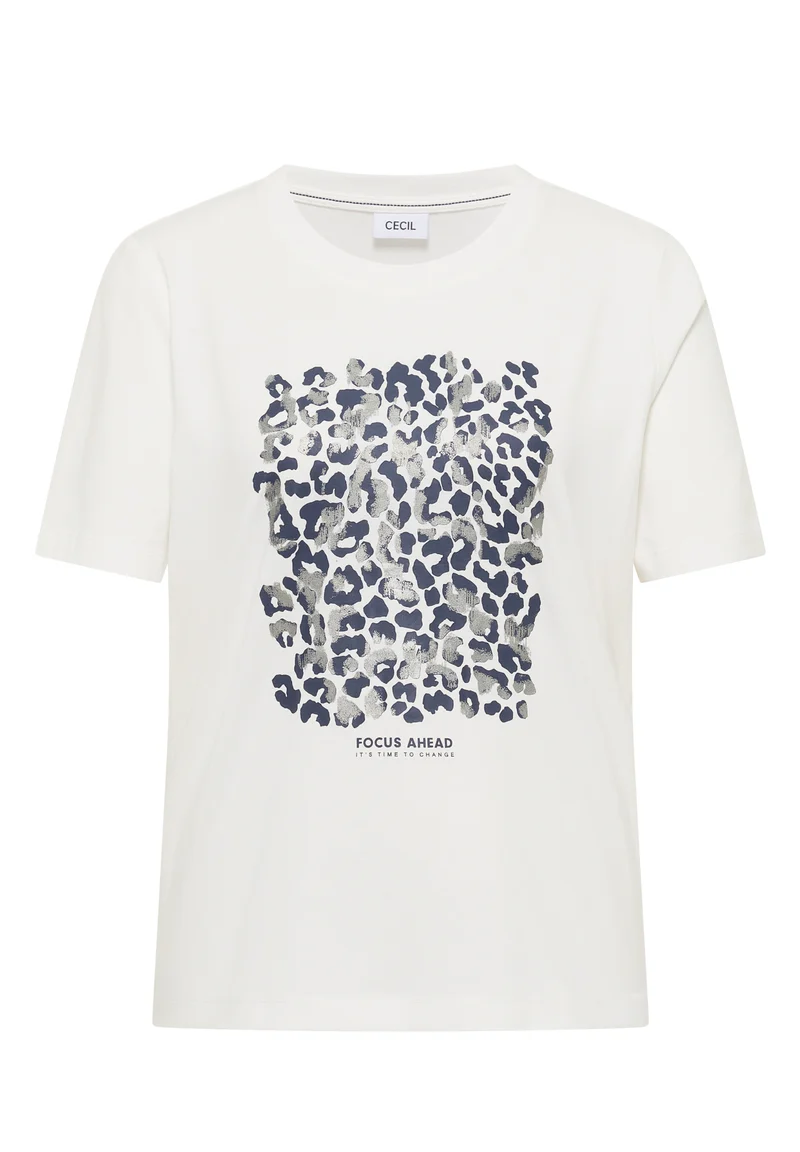T-Shirt mit Leo-Print und Foliendetails