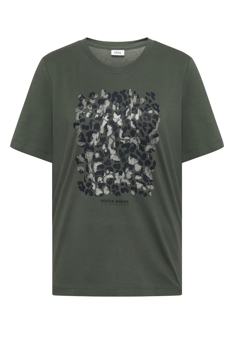 T-Shirt mit Leo-Print und Foliendetails