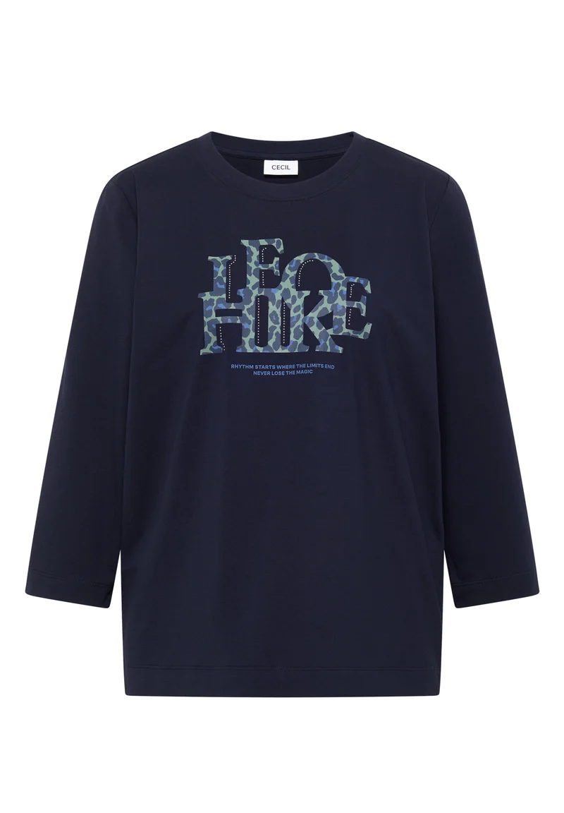 3/4-Arm Shirt mit Wording im Leo-Look