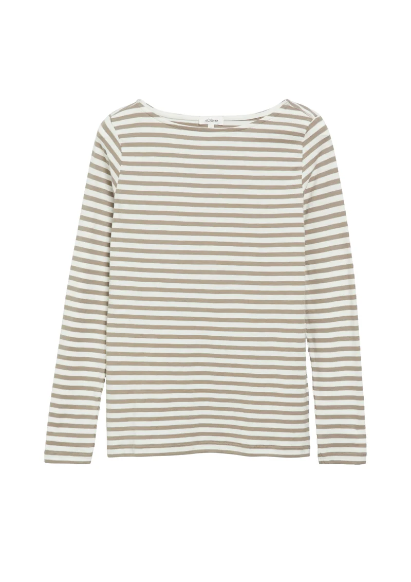 s.Oliver Langarmshirt aus Flammgarn-Jersey mit U-Boot-Ausschnitt