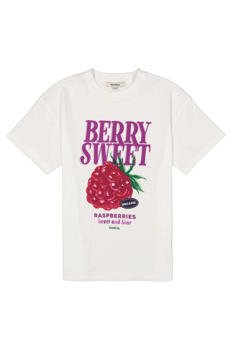 GARCIA T-Shirt mit Brustprint aus recycelter Baumwolle