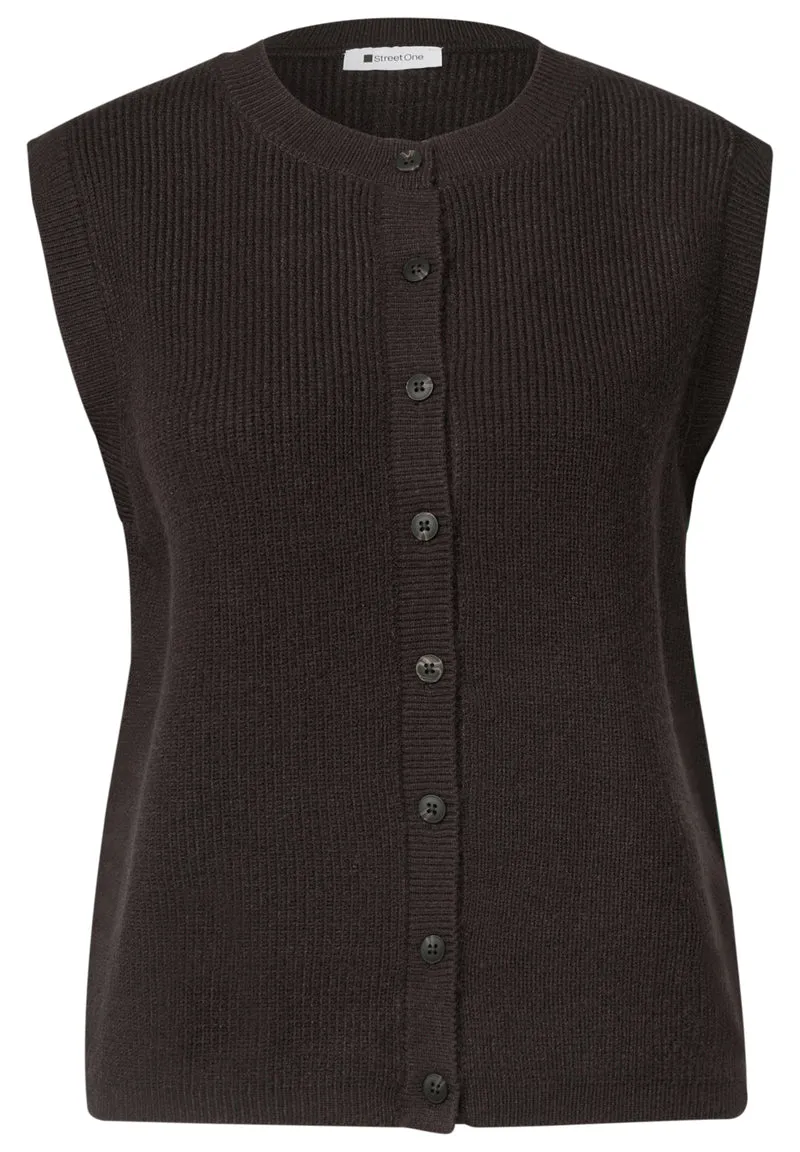 LTD QR Sleeveless Cardigan Rib Weste mit Rippstruktur