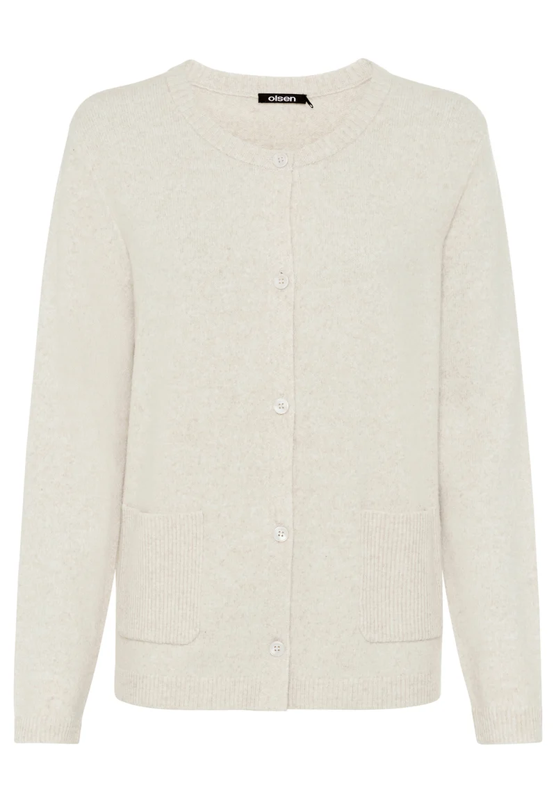 Cardigan mit Rundhalsausschnitt und aufgesetzten Taschen