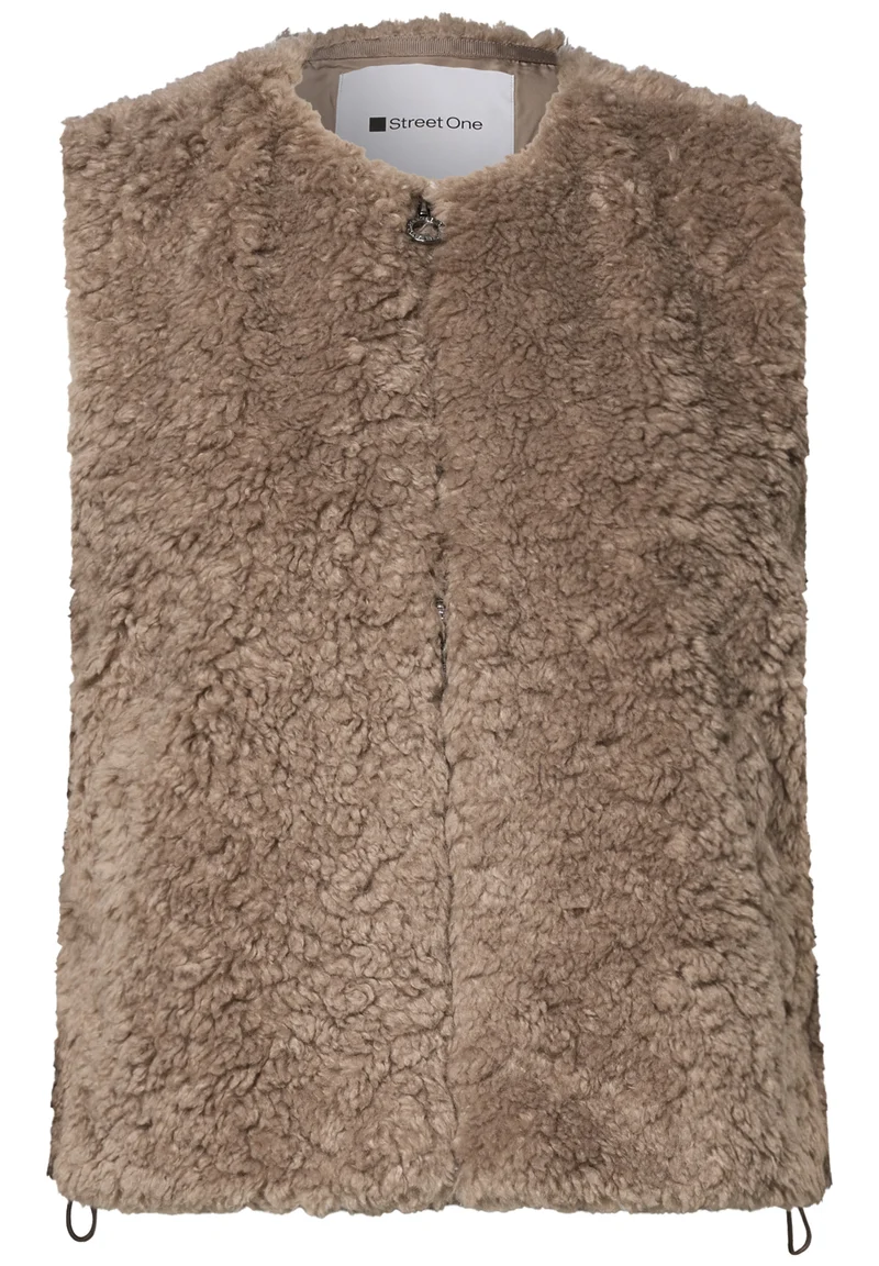 Fake Fur Weste mit Taschen