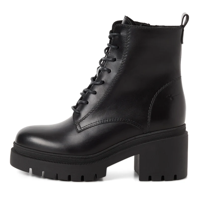 Lederstiefelette mit Blockabsatz