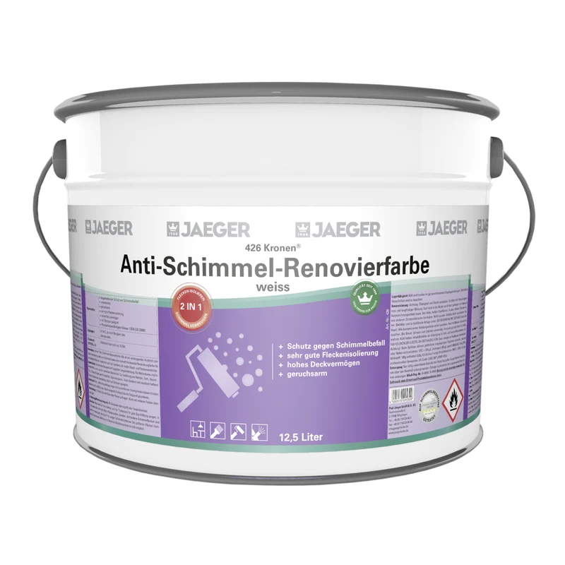 Jaeger 426 Kronen Anti-Schimmel-Renovierfarbe 2,5 Liter weiß