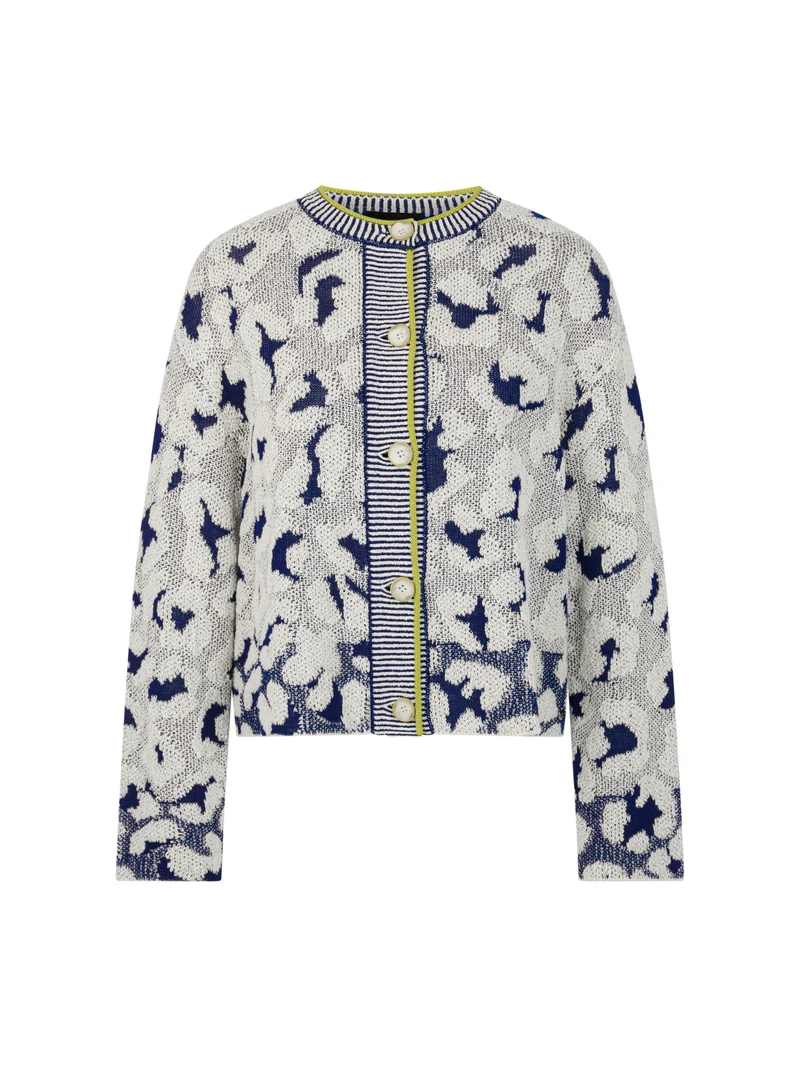 MARC CAIN Cardigan mit Leo-Muster und Knopfleiste