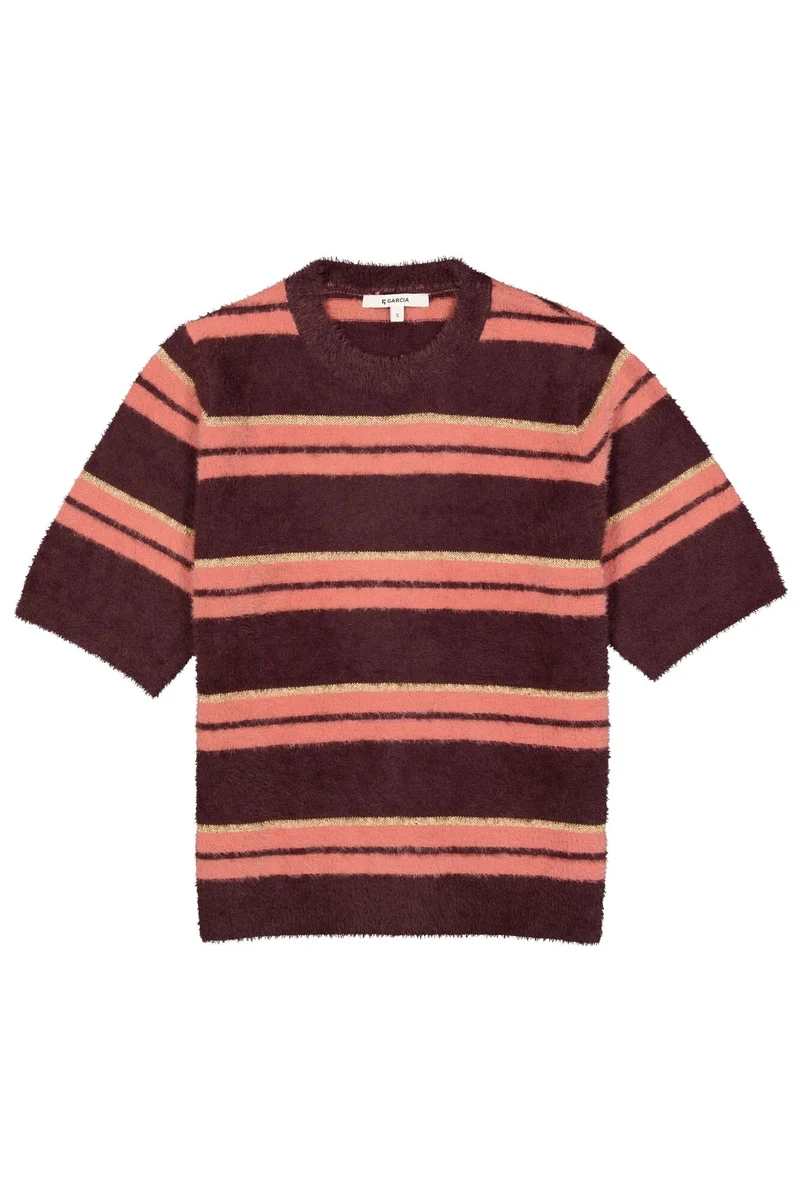 GESTREIFTER KURZARMPULLOVER MIT GLITZER