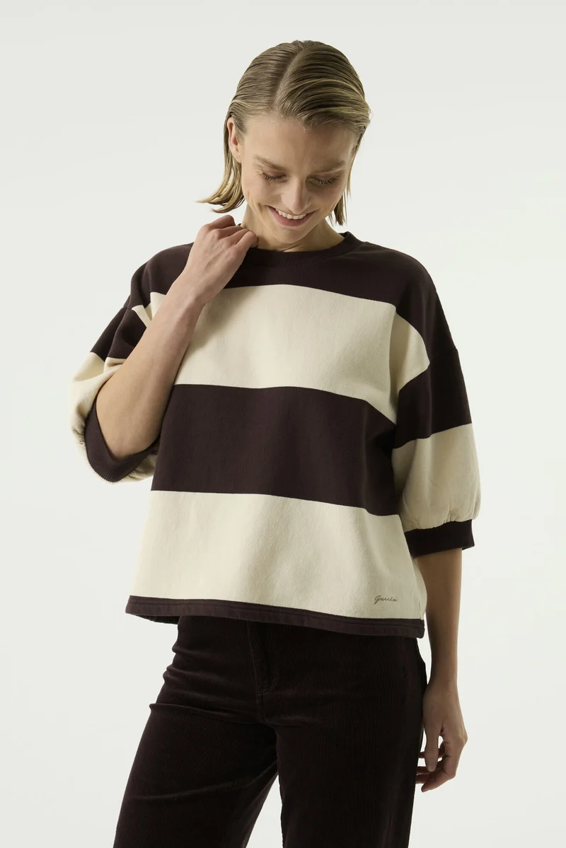 Kurzarm-Sweatshirt mit Streifen