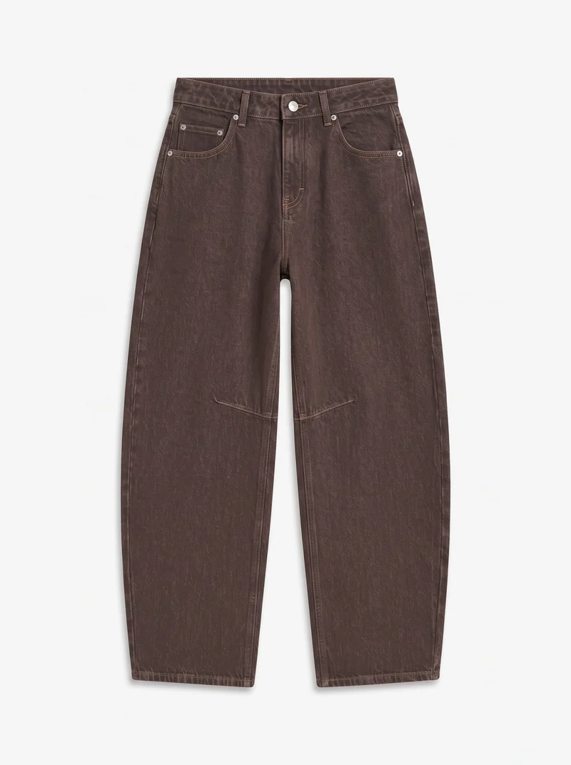 TSBARREL High Waist Barrel Fit Jeans in Braun