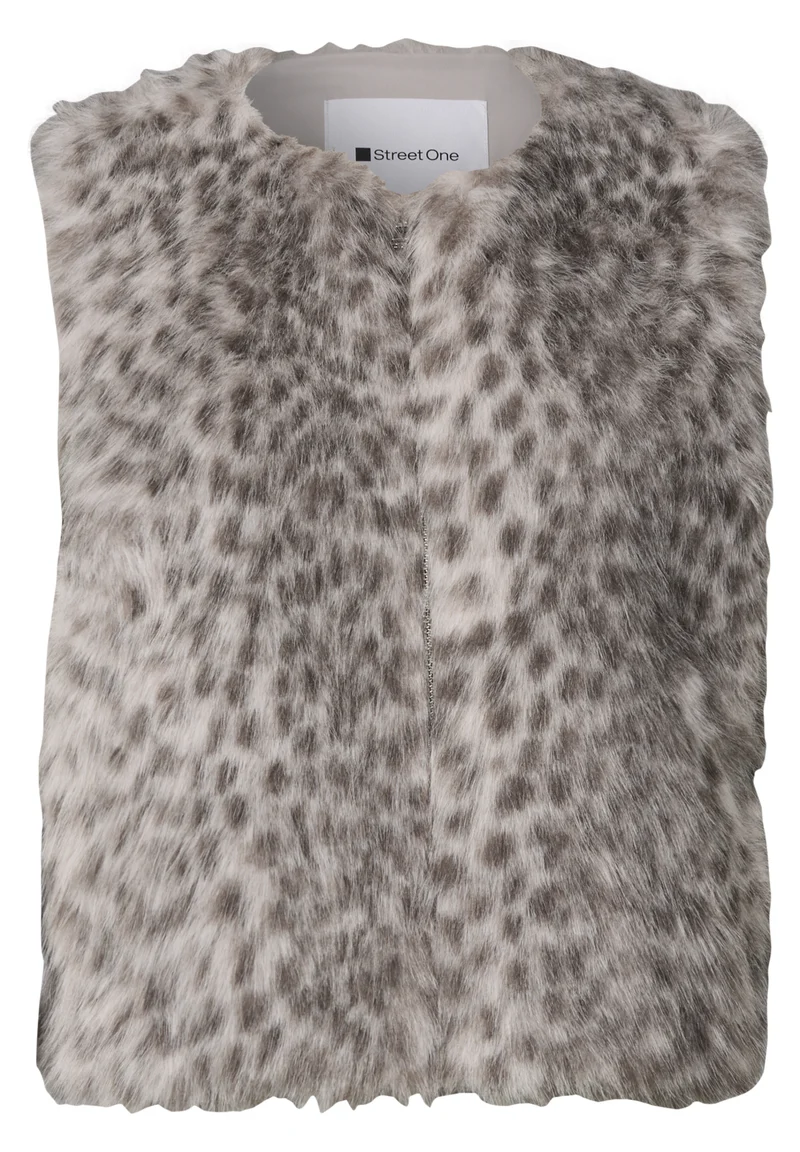 Fake-Fur Weste mit Zipper und Taschen