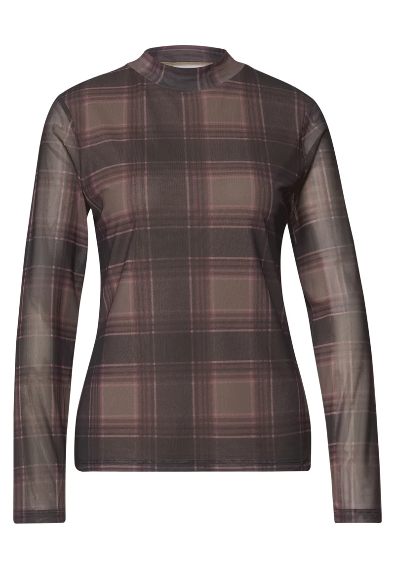 Mesh-Shirt mit Innentop und Print