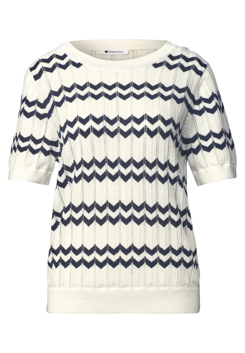 Kurzarm-Pullover mit Zick-Zack-Muster