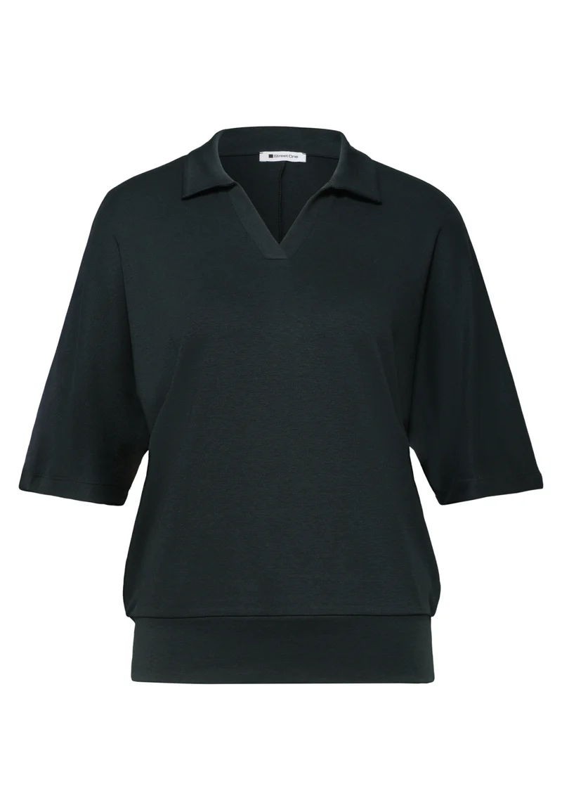 Dropped Shoulder Poloshirt mit Elastikbund